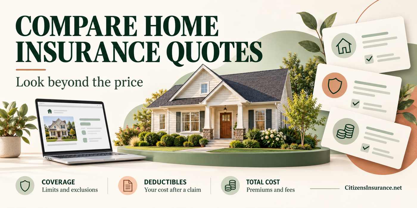 Compare home insurance quotes by coverage, deductibles, and total cost