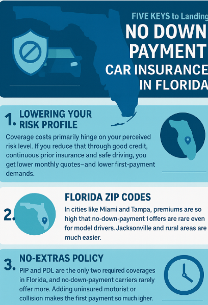 Infographic on No down paymnet car insurance in Forida