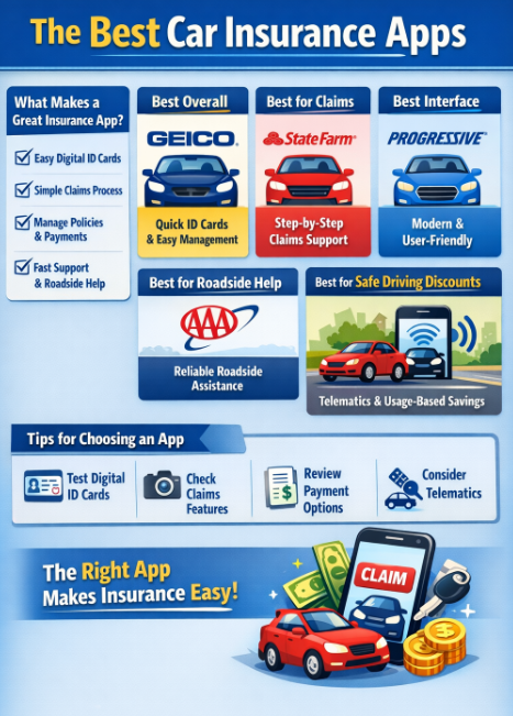 Infographic on The Best Car Insurance Apps 