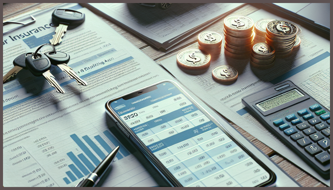 A secure checking account and car insurance concept image.