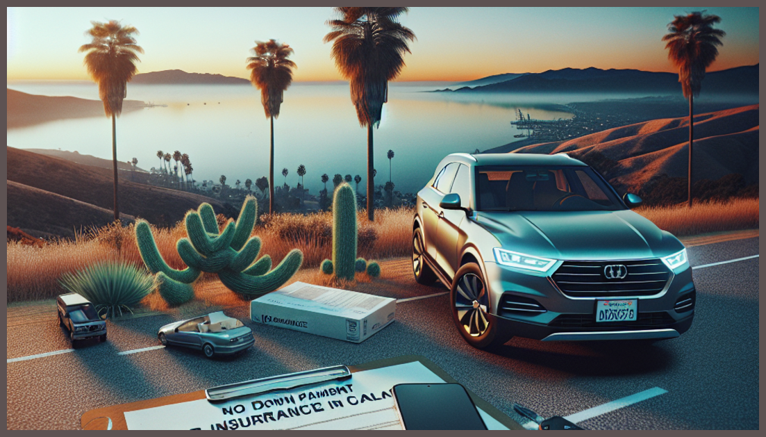 Symbolic representation of no down payment car insurance in California.