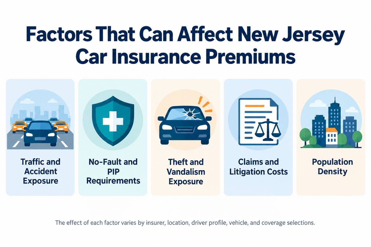 Factors affecting New Jersey car insurance premiums