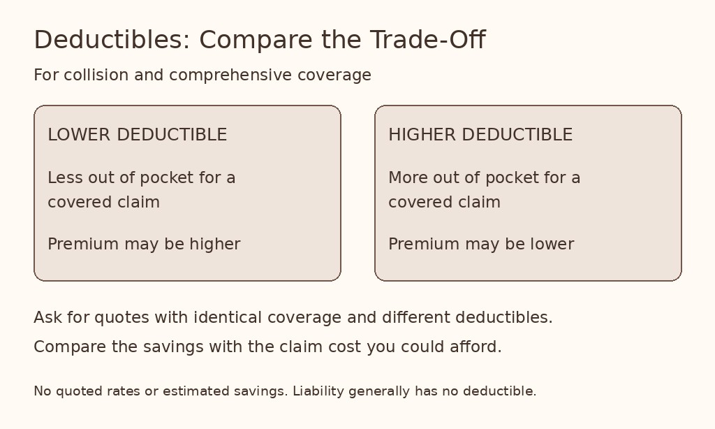 Lower and higher deductibles for collision and comprehensive coverage